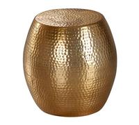 FineBuy Mesilla PADRO 42 x 42 x 42 cm Aluminio Mesa Decorativa Oriental Ronda | Diseñador Tabla de Bandeja Metal Moderno | Complemento Mesa Estrecho | Menor Golpe de Martillo Mesa