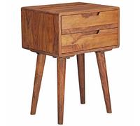 FineBuy Mesita de Noche Moderna con Dos cajones 47x66x36 cm | Mesilla Mesa de Noche Madera Maciza de Sheesham