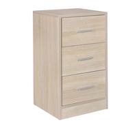 FineBuy Mesita de Noche Moderna con Tres cajones 37,5 x 68 x 35 cm | Mesilla Mesa de Noche Roble Sonoma