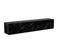 FineBuy Mueble bajo colgante efecto mármol 160 x 30 x 30 cm, mueble de TV de diseño moderno con puertas abatibles, mueble de TV de pared, mueble para TV, mueble para colgar, color negro