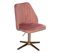 FineBuy Silla Giratoria Terciopelo Moderna Rosa | Silla de Cocina sin Ruedas | Silla de Comedor Tapizada con Respaldo