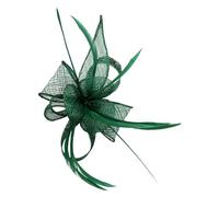 Finecy In Tocado para el pelo con flor de plumas pequeñas para mujer, broche para fiesta, boda, carrera real de Ascot, verde, 1 count (Pack of 1)