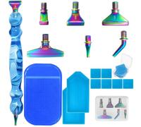 FineGood 16 piezas de accesorios de pintura de diamantes, bolígrafos de arte de diamante en espiral 5D, kits de bolígrafos de pintura de diamante para manualidades