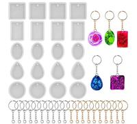 FineGood 20 moldes de resina para joyas, kit de fabricación de joyas, molde de silicona para fundición de resina, collar, colgante, pendientes con 20 llaveros