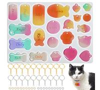 FineGood 21 moldes de resina para placa de perro, molde de silicona para etiqueta de mascota, moldes de resina para hacer colgantes de etiquetas de perro y gato