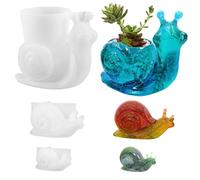FineGood 3 moldes de resina de caracol, moldes de resina epoxi de caracol 3D, moldes de silicona para macetas, moldes de siliocne para fundición de resina, decoración del hogar y jardín