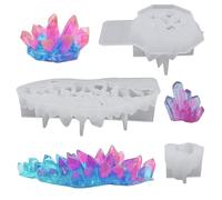 FineGood - 3 moldes de resina de cristal en racimo, moldes de silicona de cuarzo para resina, moldes de resina epoxi para joyas, velas, jabón, decoración del hogar