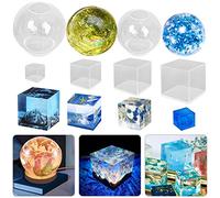 FineGood - 6 moldes de resina de cubo esférico y silicona transparente, epoxi, velas y jabón