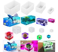 FineGood - 8 moldes de resina cuboide en forma de cubo, moldes de silicona para resina, molde cuadrado transparente de resina epoxi para decoración de cristal, fabricación de velas