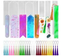 FineGood 8 moldes de resina para marcapáginas, moldes de resina borlas, moldes de resina epoxi de silicona para manualidades de fundición de resina