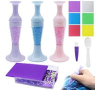 FineGood Bolígrafos de arte de diamantes, kits de accesorios de arte con 3 bolígrafos de pintura de diamantes, 1 bandeja de arte de diamante y 6 herramientas de arte de diamante de pegamento de