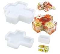 FineGood - Caja de almacenamiento de cruz, moldes de resina de cubo rectangular de silicona, moldes de resina epoxi, caja de almacenamiento de joyas, portavelas
