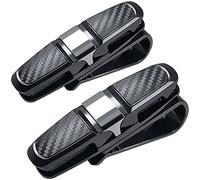FineGood Juego de 2 Soportes para Gafas de Sol para Coche, con Clip para Tarjetas, Color Negro