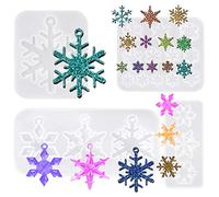 FineGood - Juego de 4 Silicona de moldes de resina, molde de resina de copo de nieve Molde de fundición de resina epoxi Navidad