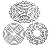 FineGood - Juego de plantillas de corte, en relieve, marcos de metal, moldes de corte, grabados, para hacer manualidades, tarjetas, álbum de recortes, decoración, flor, círculo, óvalo, 3 juegos