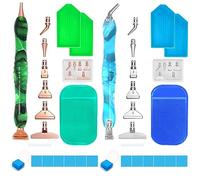 FineGood Kit de 32 herramientas de pintura de diamantes, kit de arte de diamantes, accesorios ergonómicos 5D con puntas de bolígrafo de acero inoxidable para manualidades