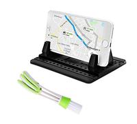 FineGood Soporte para teléfono para automóvil con Cepillo de ventilación de Aire, Universal Silicone Car Cellphone Mount Antislip Vehicle Phone Mobile GPS Mounting Mat