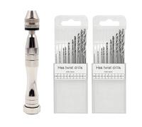 FineGood - Tornillo de mano con 20 brocas de precisión, herramienta giratoria con mini brocas helicoidales para moldes de resina y joyas, fabricación de plástico