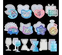 FineInno 11 Pcs Moldes Resina Epoxi Mold Shaker Moldes Silicona Manualidades Moldes de Joyería Creativo para DIY Hacer Colgante