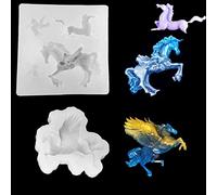 FineInno 2 Pcs Molde de Resina Silicona Epoxi Moldes de Unicornio de Joyería Resin Mold DIY Manualidades de Resina Epoxi Molde Artesanal Transparente (Molde Resina)