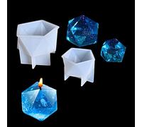 FineInno 2 Pcs Moldes Resina Epoxi Manualidades, Molde de Silcone 3D Geométrico, Molde Epoxi de Fundición Poliedro para Hacer Joyas Decoración de Hogar
