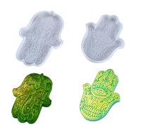 FineInno 2Pcs Molde Mano de Fátima, Molde Silicona Hamsa Posavasos, Moulds Molde Resina Epoxi Plato para Hacer Decoración de Hogareña Adornos, Pared Colgante, Joyerias