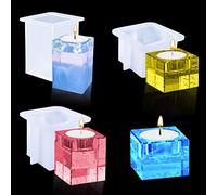 FineInno 3 piezas Molde Resina para Portavelas Columna, Moldes Silicona Rectangular Cuadrado, Moldes Resina Epoxi Candelabro para Soporte Vela Candelita (3 piezas Molde Portavelas)