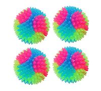 FineInno 4 Bolas de Perro iluminadas, Bolas elásticas Intermitentes Que Brillan en la Oscuridad, Juguetes interactivos para Mascotas para Cachorros, Gatos, Perros (4 Bolas de puñalada)