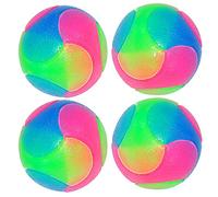 FineInno 4 PCS Bolas de Perro iluminadas con Forma de Bola elástica Que Brillan en la Oscuridad, Juguetes interactivos para Mascotas para Cachorros, Gatos, Perros (4 Bolas Grandes y Lisas)