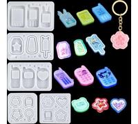 FineInno 5 Piezas Moldes Resina Shaker Molde Silicona Corazón Estrella Sakura Colgante Moldes de Epoxi Quicksand Pendiente para DIY Joyería Artesanía