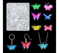 FineInno Molde de Resina Mariposa Butterfly Resin Mold Moldes Silicona Joyas Molde de Fundición Colgante para DIY Pendientes Collar Scrapbooks Decoración