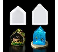 FineInno Moldes de Silicona Grandes Moldes de Resina Epoxi Profunda Bookend Casting Molds para Preservación Flores, Arte Resina,Decoración Hogar (House Resin Mold)