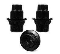 FINELED Pequeño tornillo Edison E14 Soporte para lámpara, 3 unidades de baquelita roscado E14 colgante Socket y anillo de collar de pantalla (negro)