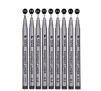 Fineliner - Bolígrafos de pigmento con punta fina de puntas diferentes con pincel para dibujo, ilustración del artista, documentos de oficina, scrapbooking y dibujo técnico