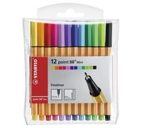 Fineliner - STABILO point 88 MINI - Wallet of 12 - Assorted Colours Pack of 12