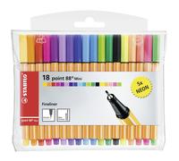 Fineliner - STABILO point 88 MINI - Wallet of 18 - Assorted Colours incl 5 Neon