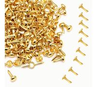 FINELYCR 200 clips metálicos de cabeza redonda, 4,5 x 8 mm, pinzas doradas para manualidades, fáciles de abrir y cerrar, adecuadas para clasificar documentos, fotos, así como para bricolaje