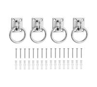 FINELYCR 4 Piezas Ganchos Anclaje Pared, Ojal 0,5 mm Acero Inox Argollas para Pared, Cuadrado Anillo para Atar Caballos, con 16 Tornillos y Tubo de Expansión, para Establos, Barcos, Máquinas