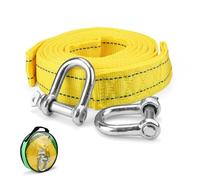 FINELYCR Eslinga Cuerda de Remolque, 4M x 4,3CM Cuerdas de Remolque 5T (11.000 LBS), con Bolsa Almacenamiento y 2 Ganchos Engrosados en Forma U, para Vehículos Remolque y Recuperación