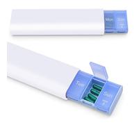 FINELYCR Pastillero Viaje, Pastilleros Semanales con 7 Compartimentos Azul, Portátil Pastillero Semanal Pequeño, Carcasa Blanco Pill Organizer, para Hogar, Viajes y Trabajo