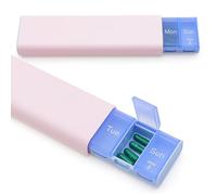 FINELYCR Pastilleros Semanales, Pastillero Viaje con 7 Compartimentos Azul, Portátil Pastillero Semanal Pequeño, Carcasa Rosa Pill Organizer, para Hogar, Viajes y Trabajo