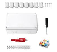 FINELYCR Waterproof Electrical Box, Ip65 Caja Electrica Estanca, Montaje en Superficie, Blanco Exteriores Caja Superficie Estanca, con Terminales de Conexión y Accesorios Montaje, 200 X 100 X 70 mm