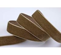 finemark 3 m x 22 mm Cinta de terciopelo NATURAL MARRÓN (539 Tabac), cinta decorativa de terciopelo por un lado, terciopelo de borde recto para coser y decorar