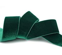 finemark Cinta elástica de terciopelo verde oscuro (871), 3 m x 36 mm, extremadamente elástica por un lado, verde abeto, terciopelo, 20% elastano para coser