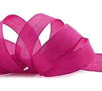 finemark Lina 616 - Cinta de seda (20 m x 25 mm), color rosa fucsia con bordes de alambre, cinta decorativa, cinta para bordes de alambre, cinta de regalo, decoración de mesa, boda, Pascua, cinta para