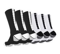 Finerview Elite - Calcetines deportivos de baloncesto para adultos y jóvenes, 6 pares, 3 negros y 3 blancos, Medium