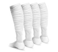 Finerview Elite Football Soccer Socks 2 pares, calcetines deportivos extra largos para hombres y mujeres, Blanco, Large