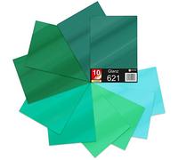 Finest Folia 10 láminas de plóter DIN A4, 621/631, autoadhesivas, en juego de 10 láminas de vinilo para trazado, para manualidades, rotulación, 29,7 x 21 cm (tonos verdes mate, juego de 10 unidades)
