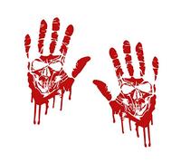 Finest Folia 2 manos ensangrentadas cada una de 22cm rastros de sangre pegatina coche pegatina horror halloween sticker (K014 manos ensangrentadas Skull)