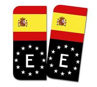 Finest Folia 2 pegatinas para matrícula compatibles con el campo de la UE, 11 x 5 cm, pegatinas de diseño para coche R167 (24 Españas, con bandera)